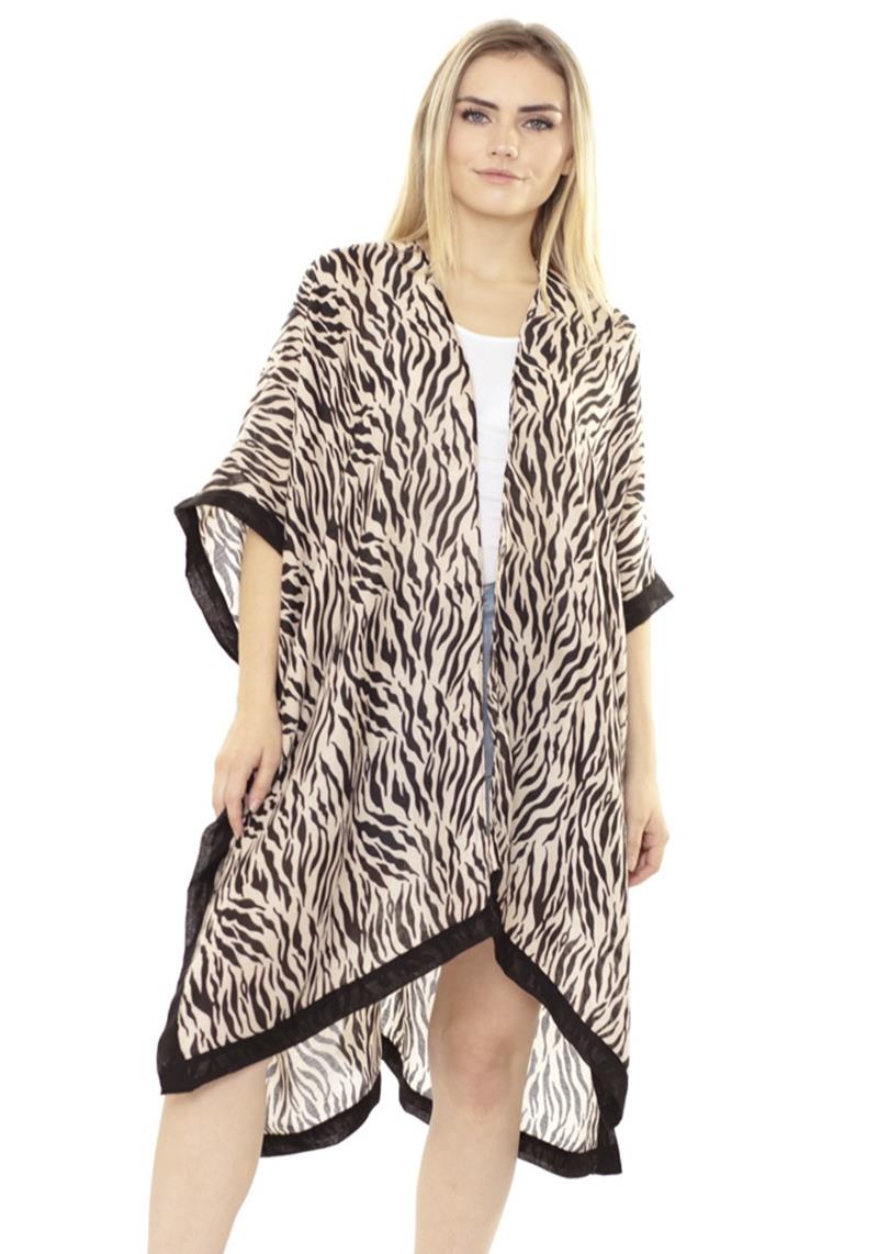 TIGER BLACK TRIM KIMONO