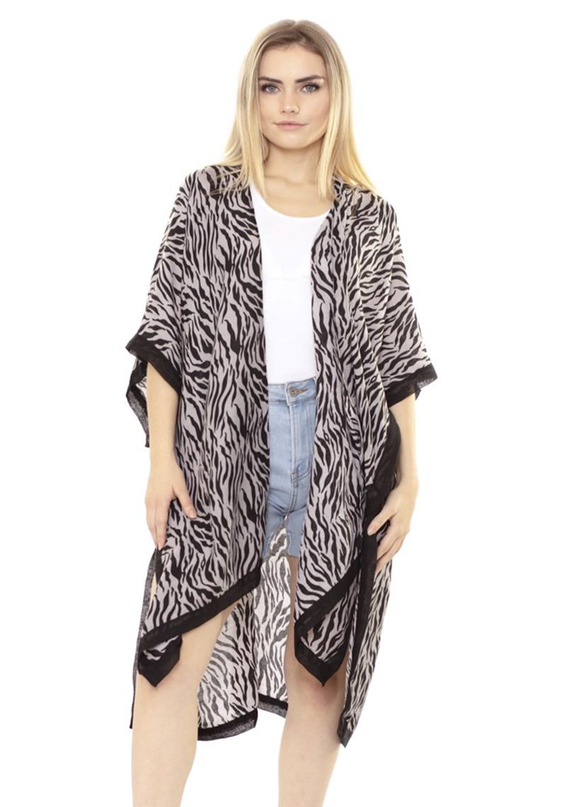 TIGER BLACK TRIM KIMONO