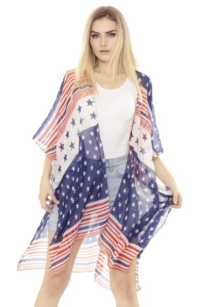 MULTI STRIPED AMERICAN FLAG KIMONO