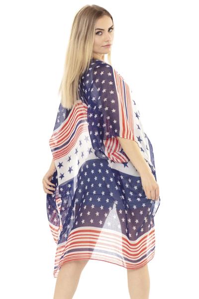 MULTI STRIPED AMERICAN FLAG KIMONO