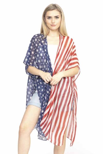 AMERICAN FLAG PRINT SKINNY KIMONO