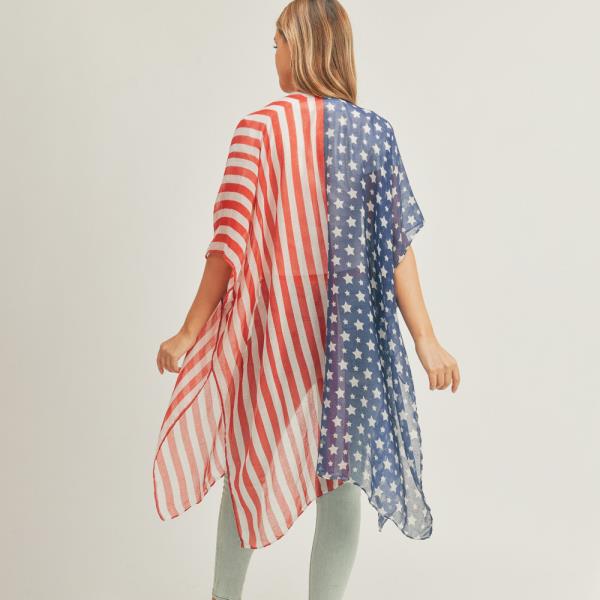 AMERICAN FLAG PRINT SKINNY KIMONO