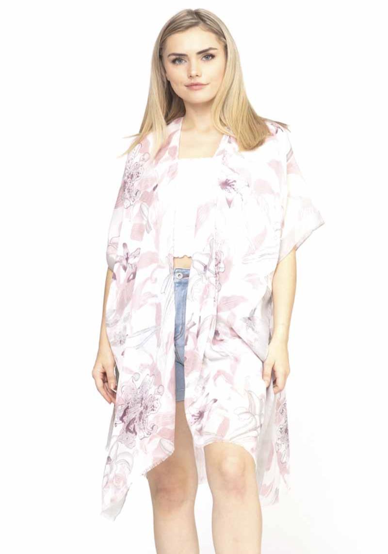 FLOWER PRINT SKINNY KIMONO