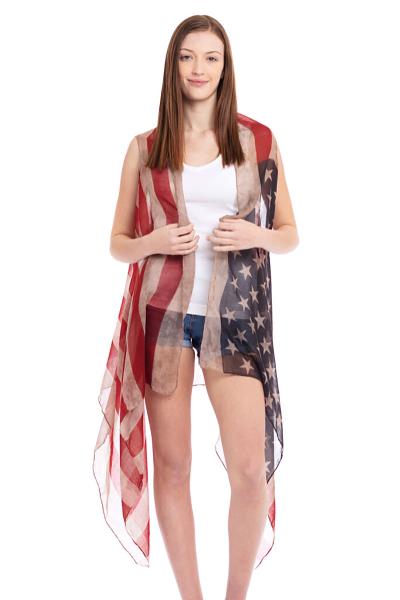 VINTAGE AMERICAN FLAG VEST CARDIGAN