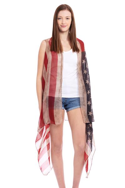 VINTAGE AMERICAN FLAG VEST CARDIGAN