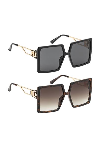 FASHION SQUARE METAL ACCENT SUNGLASSES 1DZ