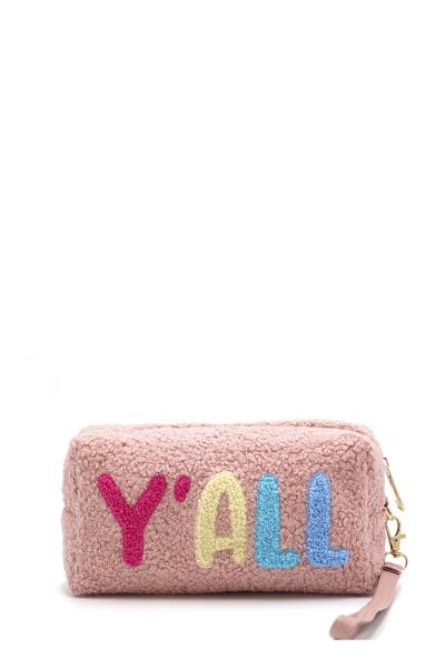 (12 PCS PACKAGE) FAUX FUR Y’ALL POUCH W/WRISTLET