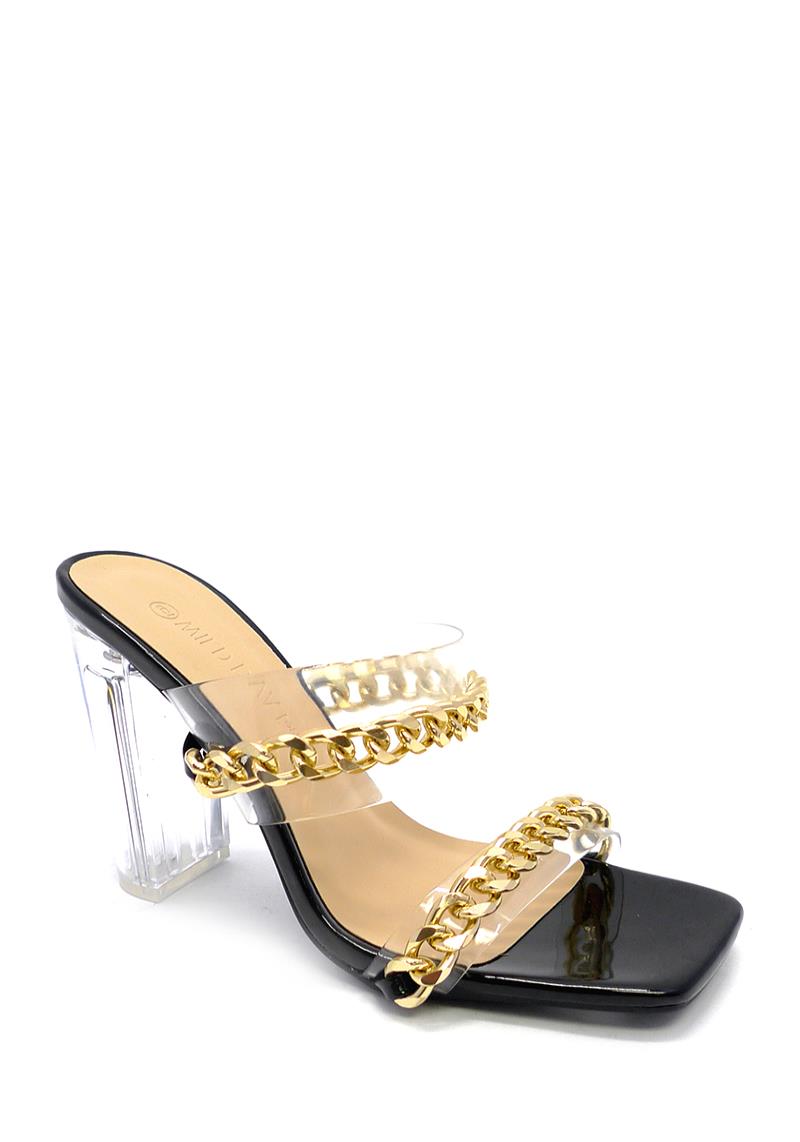 FASHION CHAIN LINK DOUBLE CLEAR HEEL
