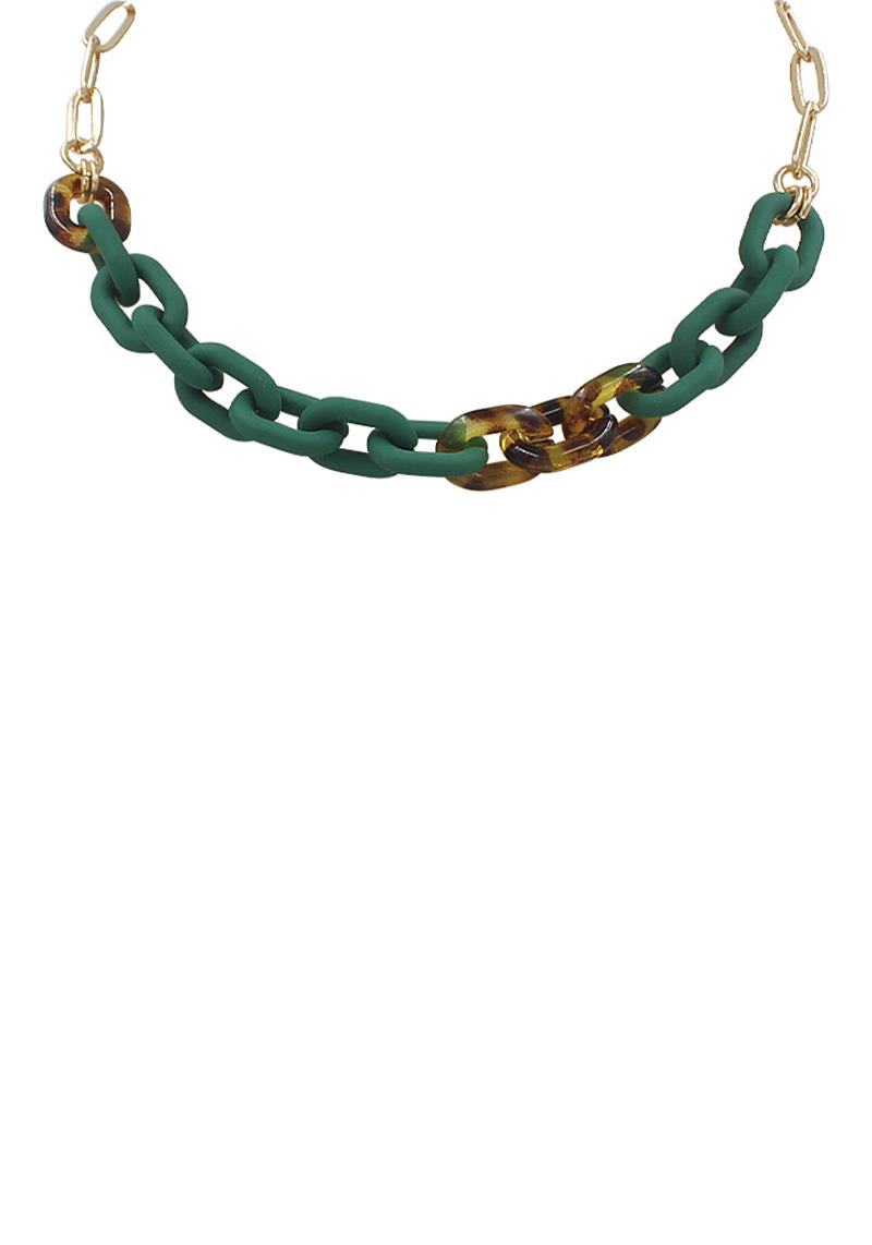 FASHION MULTI TONE LINK METAL NECKLACE