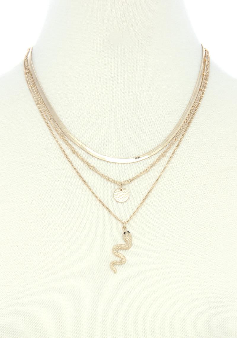 SNAKE CHARM MULTI LAYERED NECKLACE