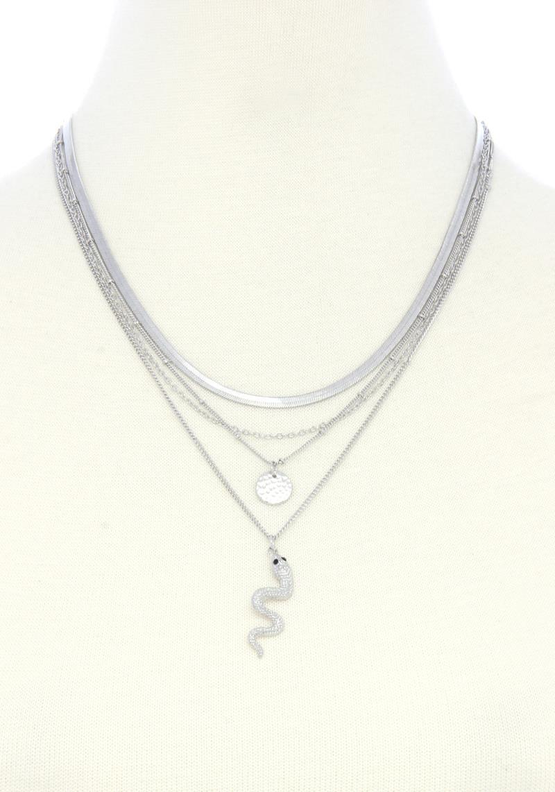 SNAKE CHARM MULTI LAYERED NECKLACE