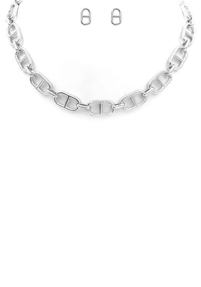 METAL CHAIN NECKLACE EARRING SET