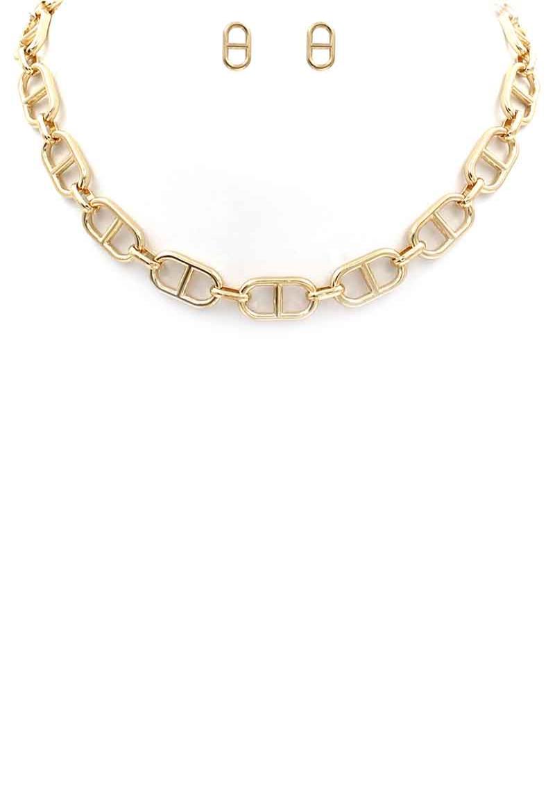 METAL CHAIN NECKLACE EARRING SET