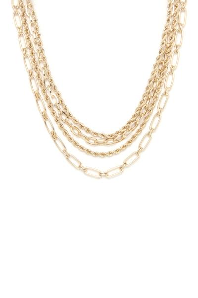 TWISTED OVAL LINK MULTI LAYER METAL NECKLACE