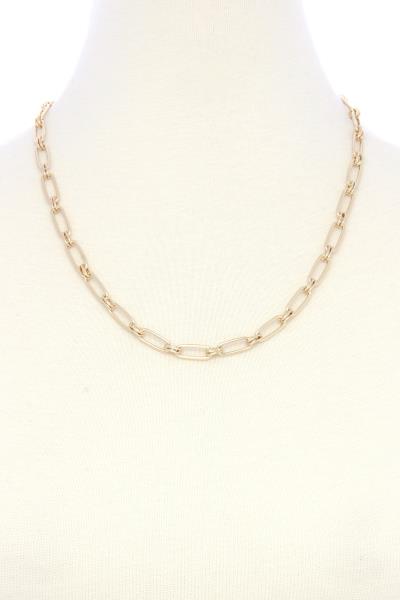 TWISTED OVAL LINK MULTI LAYER METAL NECKLACE