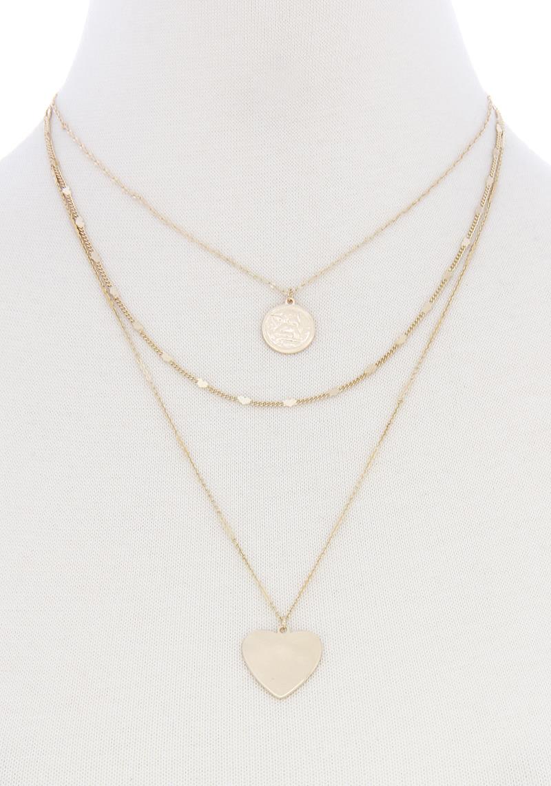 HEART PENDANT LAYERED NECKLACE