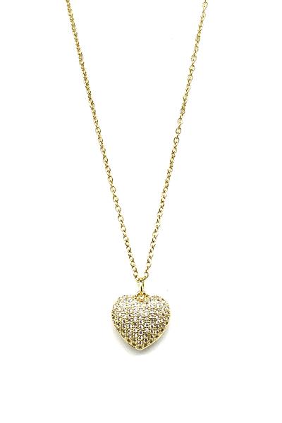 RHINESTONE HEART PENDANT NECKLACE