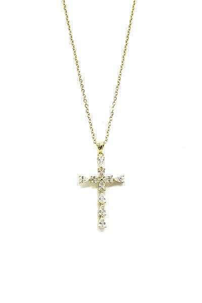 RHINESTONE CRYSTAL CROSS CHAIN NECKLACE