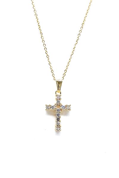 RHINESTONE CROSS CHAIN NECKLACE