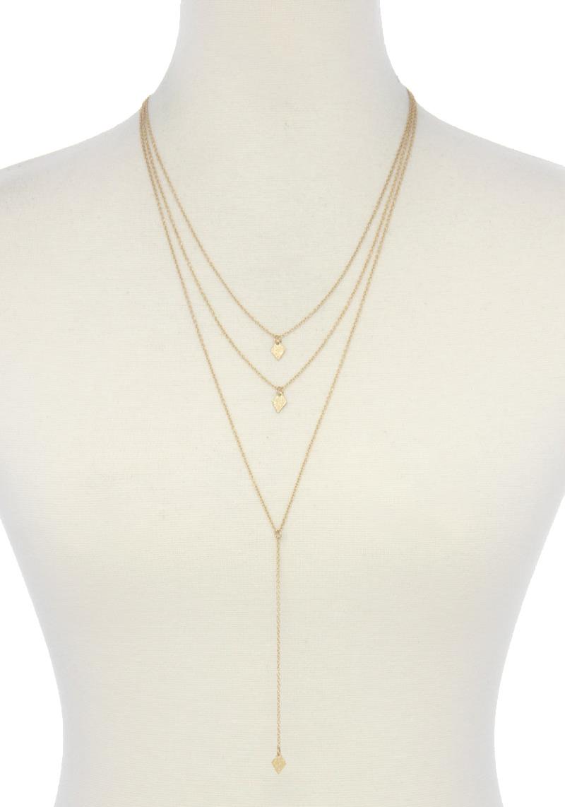 DAINTY RHOMBUS SHAPE LAYERD Y SHAPE NECKLACE