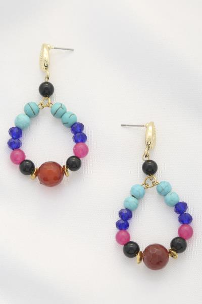 BEADED ROUND DANGLE EARRING