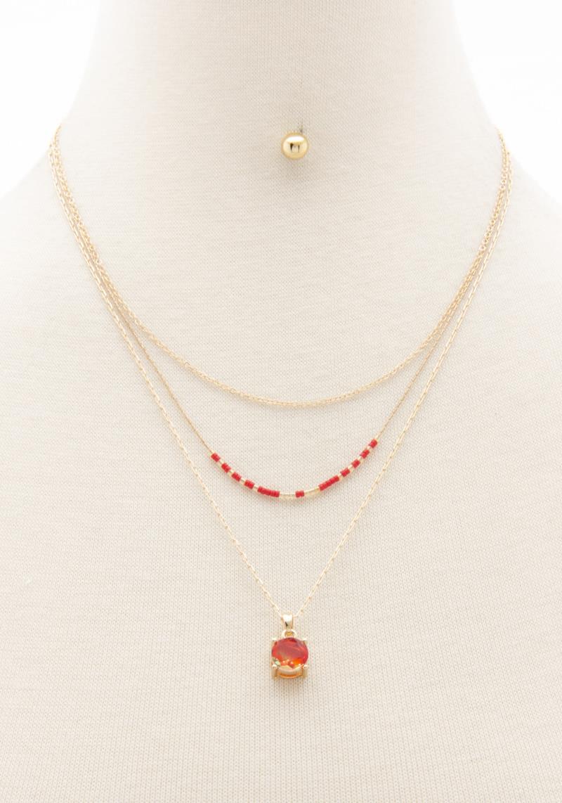 CRYSTAL SEED BEAD LAYERED NECKLACE