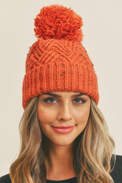 WIDE POM POM KNIT BEANIES