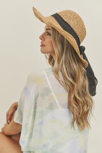 HANDMADE BLACK BOW SUN HAT