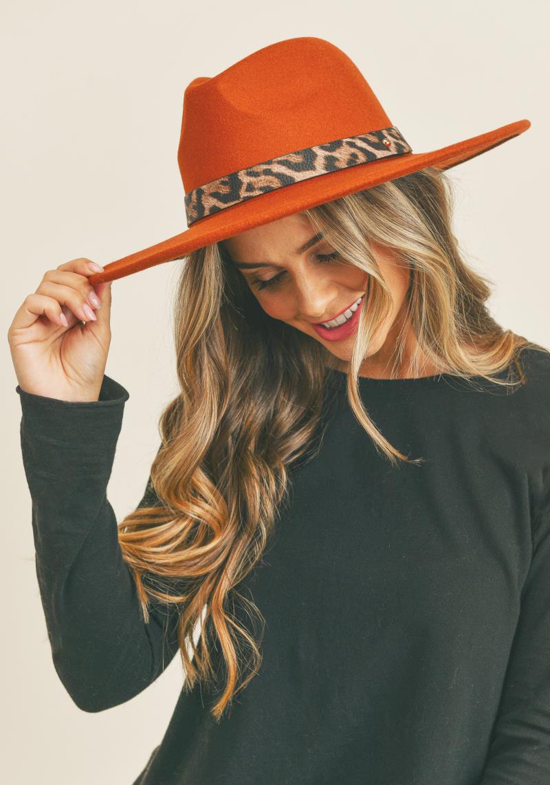 FASHION LEOPARD STRAP FEDORA