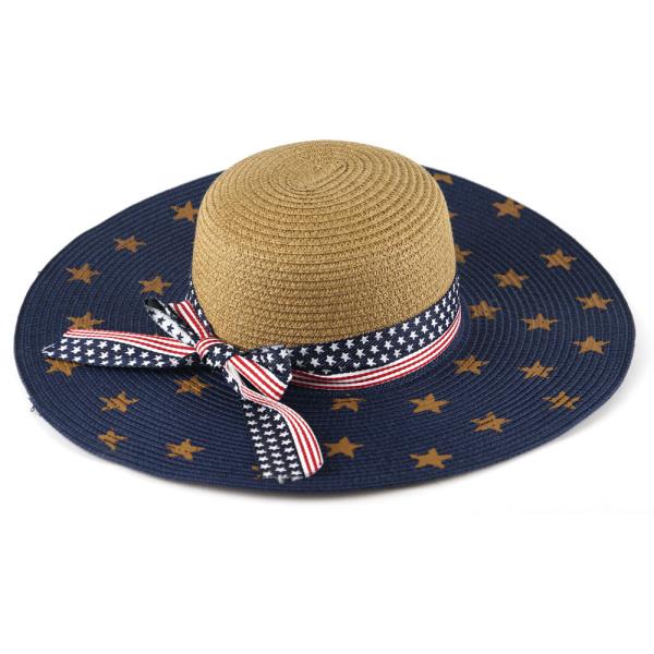 (ONLINE ONLY) STYLISH STAR AND STRIPE NATURAL FIBER WOVEN SUN HAT