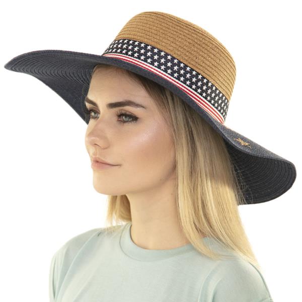 (ONLINE ONLY) STYLISH STAR AND STRIPE NATURAL FIBER WOVEN SUN HAT