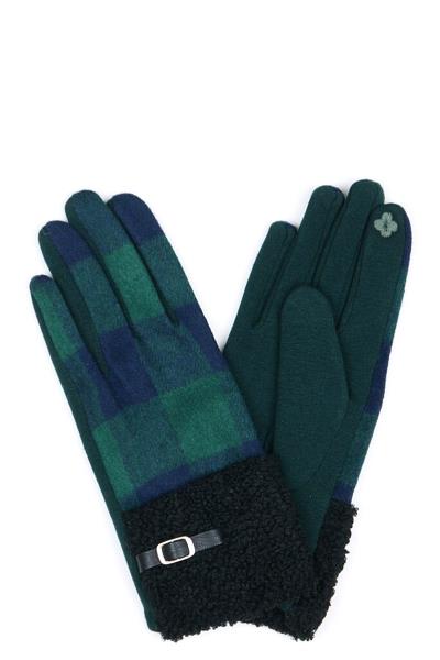 BUFFALO PLAID SHERPA CUFF GLOVES