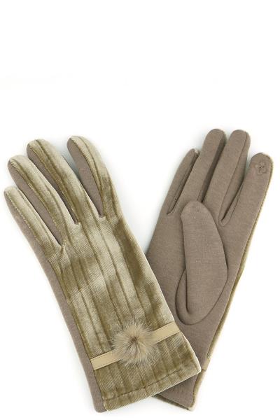 VELVET POMPOM SMART TOUCH GLOVES