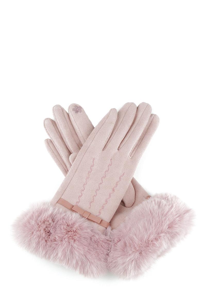 FLUFFY FAUX FUR SUEDE GLOVES