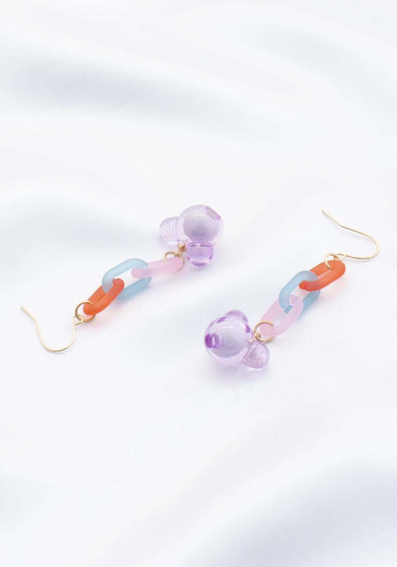 MOUSE BEAD OVAL LINK DANGLE EARRING