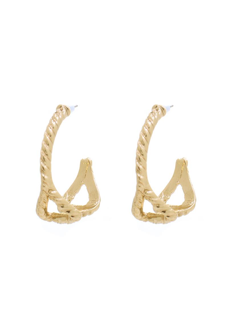 METAL TEXTURE OPEN HOOP EARRING