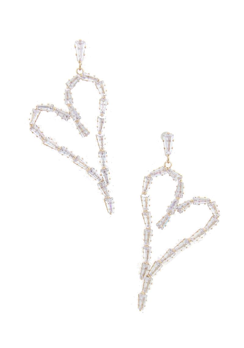 ABSTRACT HEART RHINESTONE EARRING