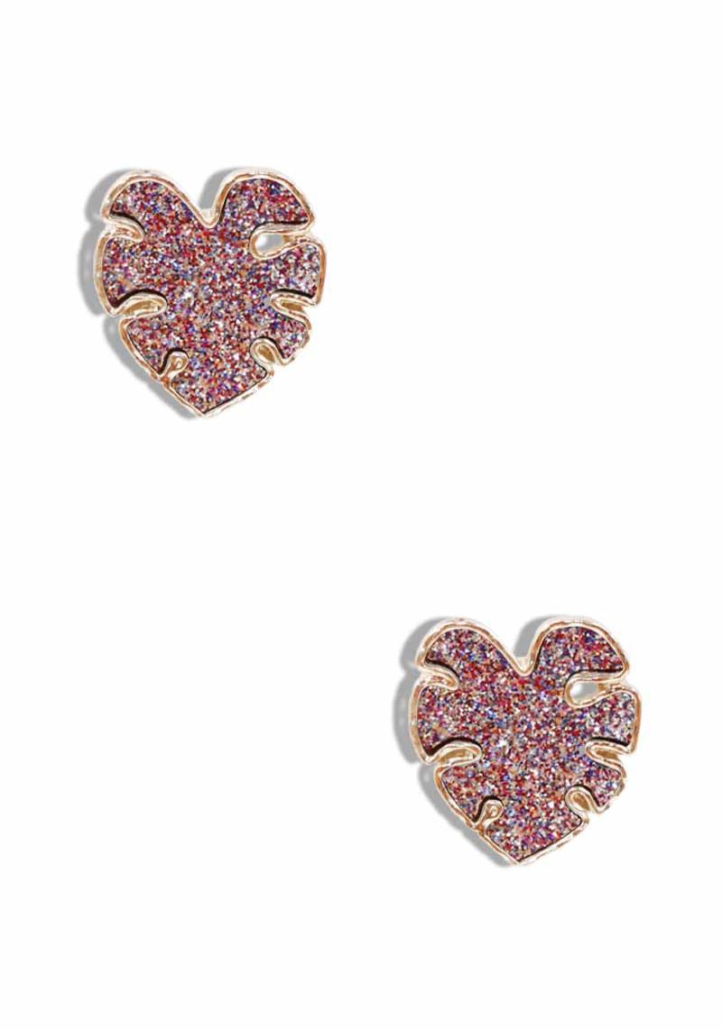 GLITTER LEAVES STUD EARRING