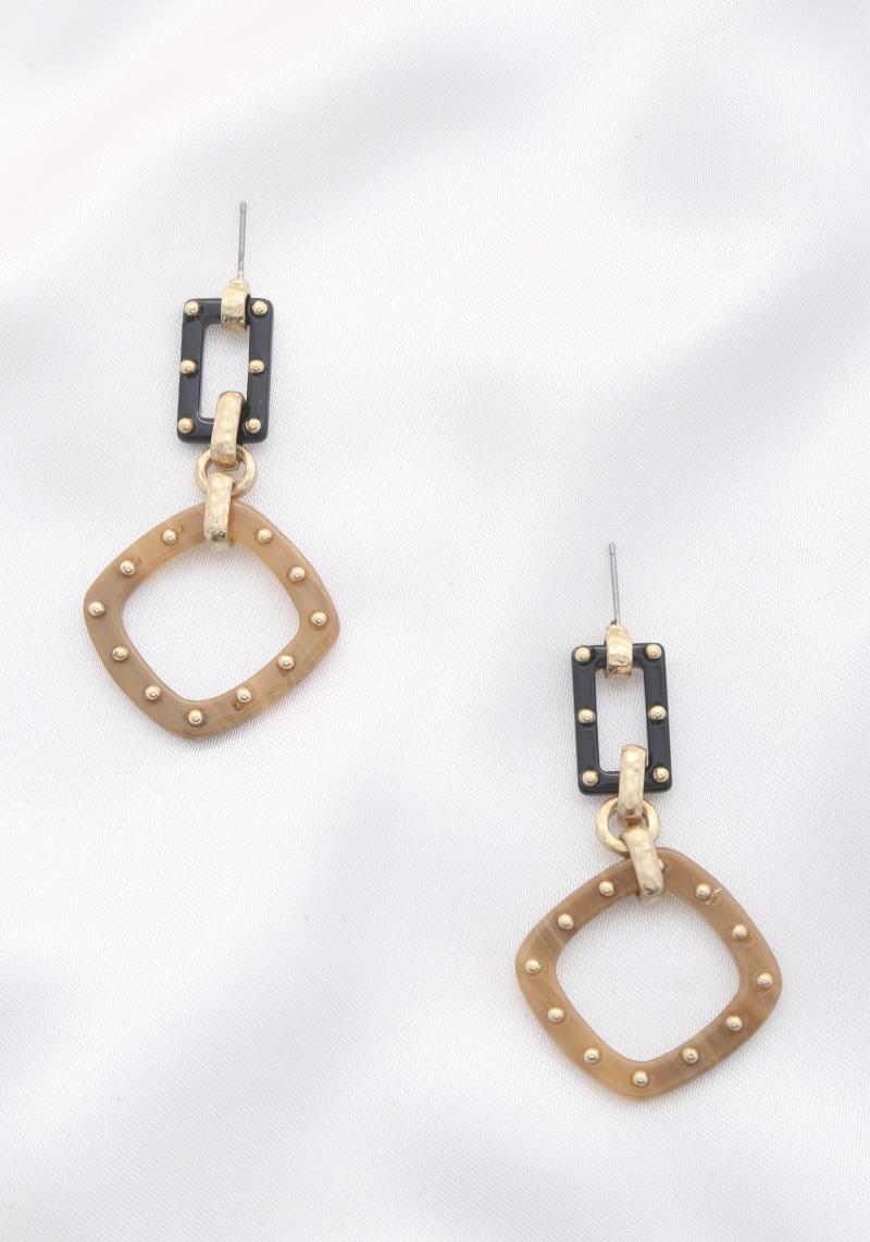 RHOMBUS STUD DANGLE EARRING