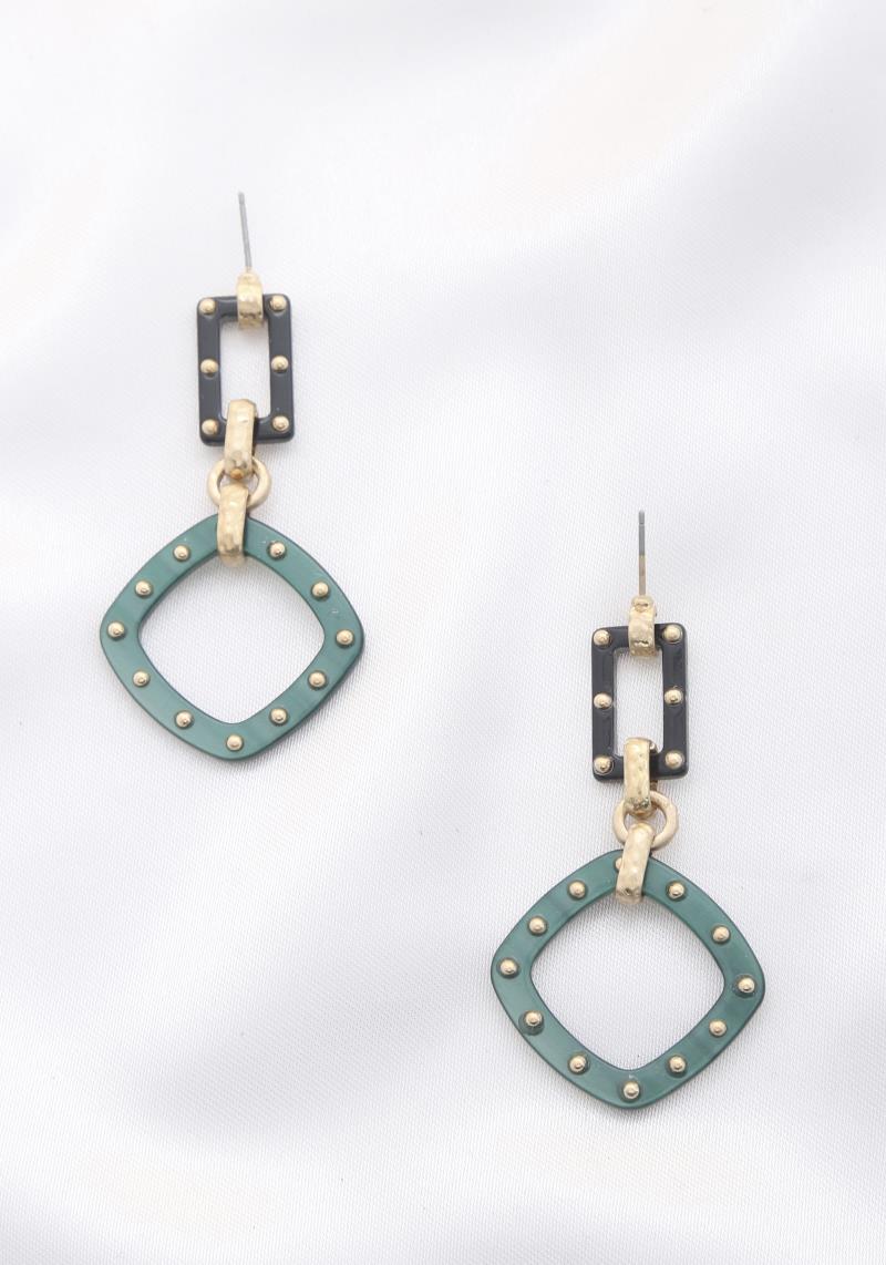 RHOMBUS STUD DANGLE EARRING