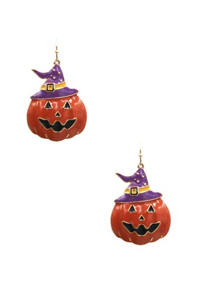 HALLOWEEN METAL PUMPKIN DANGLE EARRING