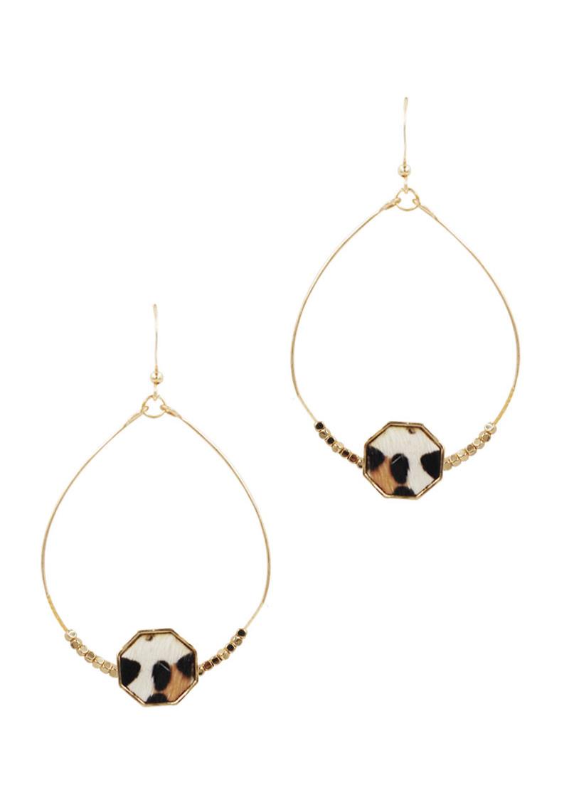 TEARDROP LEOPARD HAIRCALF DANGLE EARRING