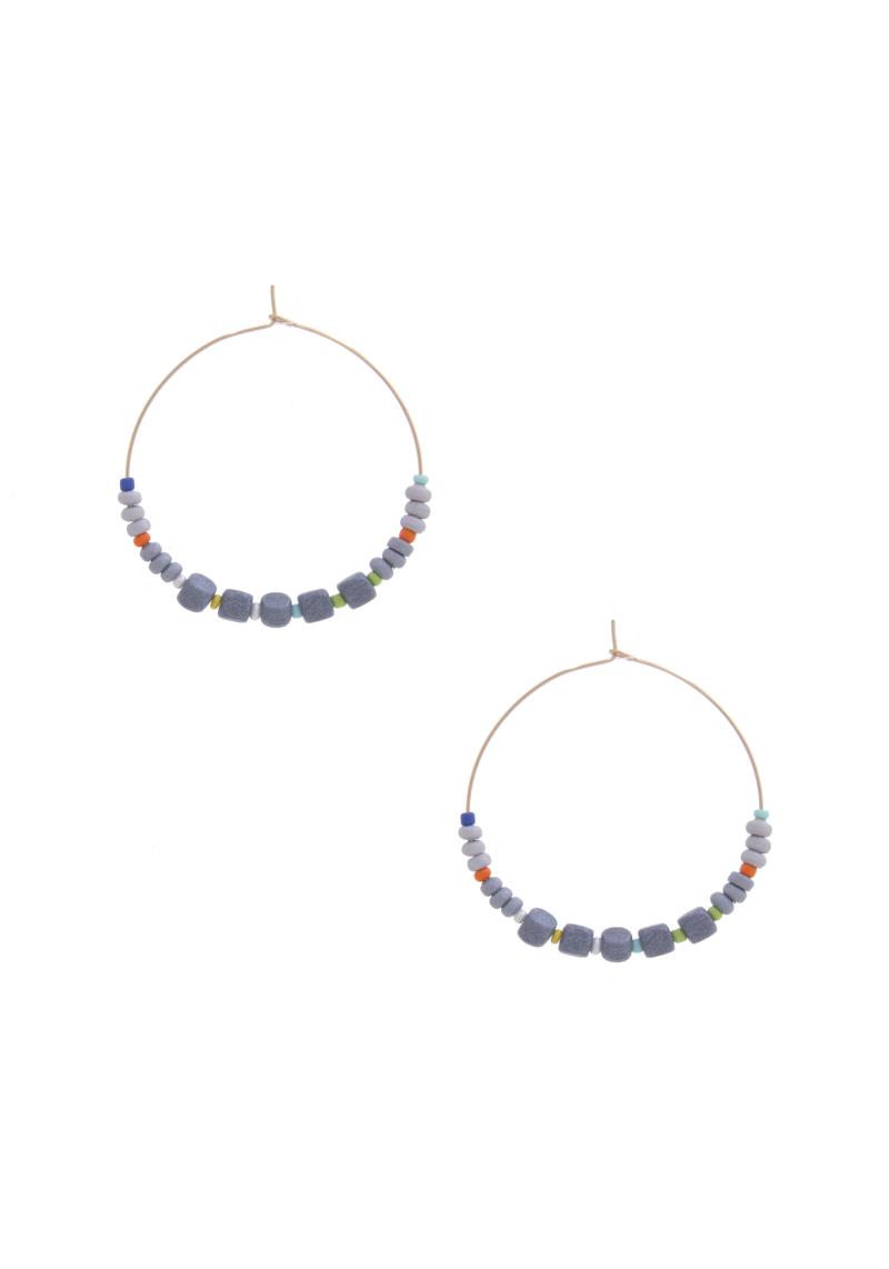 BEADED HOOP EARRING