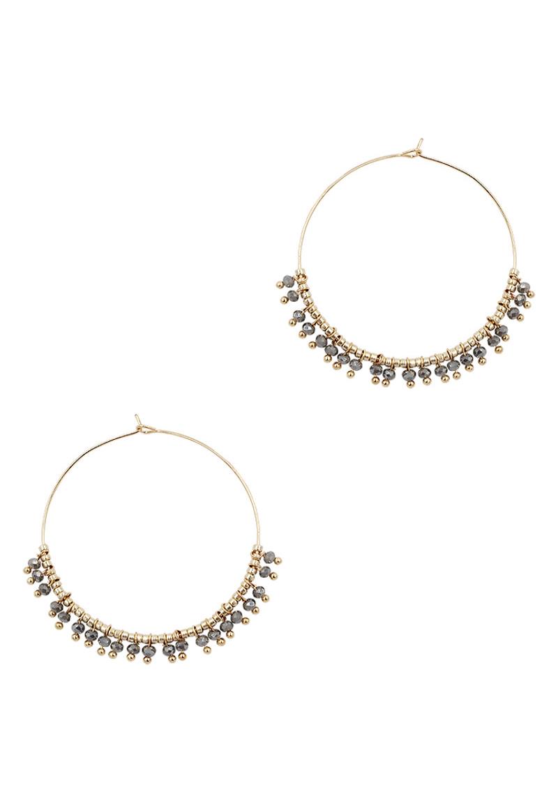 SEED BEAD METALLIC MIX CIRCLE HOOK EARRING