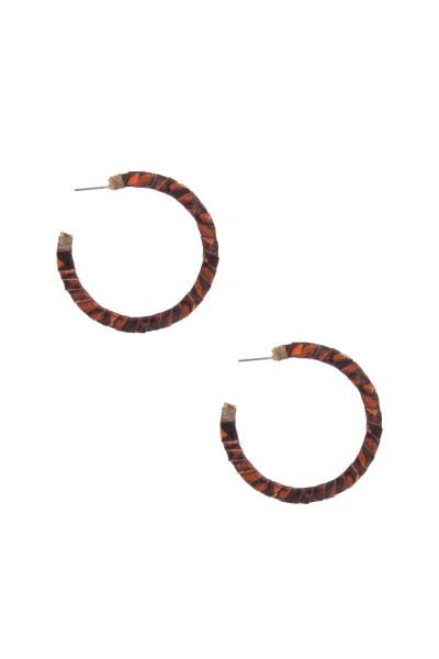 GENUINE LEATHER OPEN CIRCLE EARRING