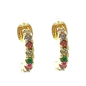 RHINESTONE HALF OPEN CIRCLE EARRING