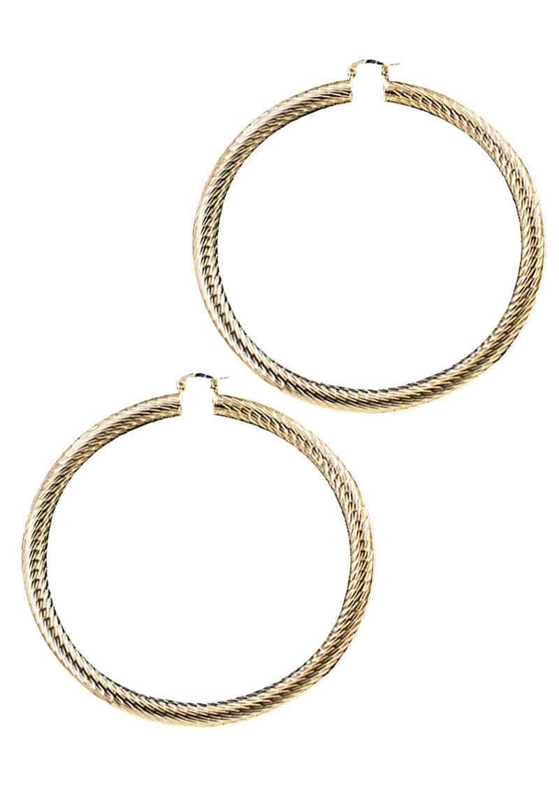 STYLISH SCRETCHED THICK 4 INCH HOOP EARRING