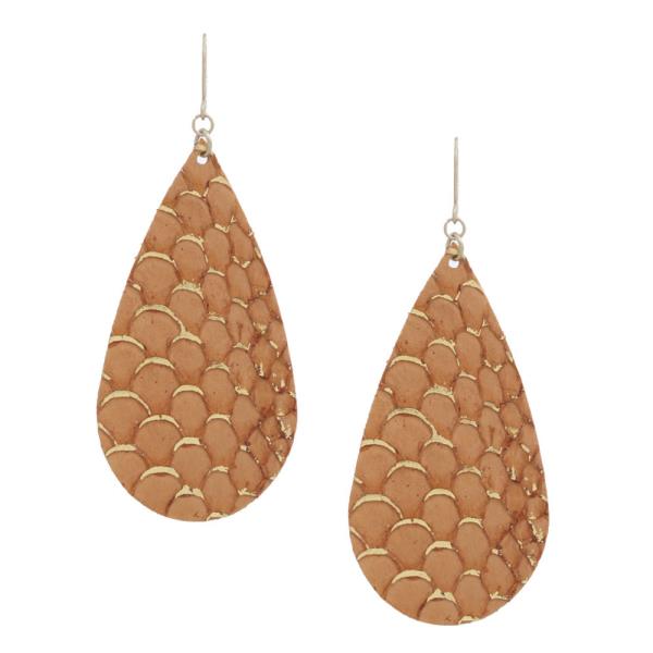 TEARDROP GENUINE LEATHER DANGLE EARRING