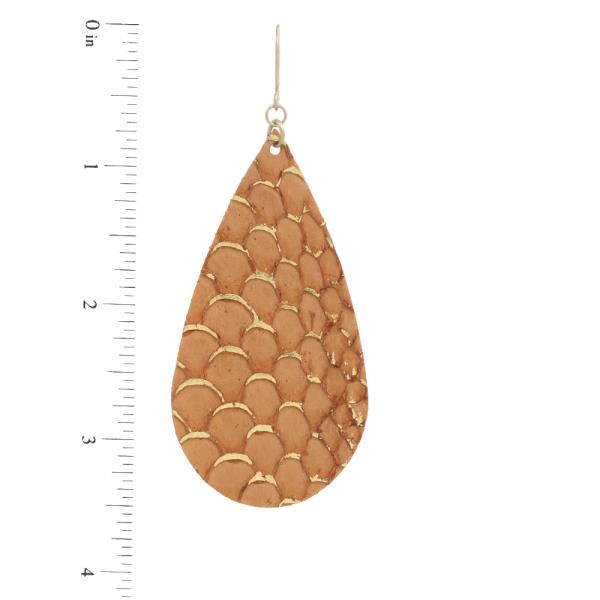 TEARDROP GENUINE LEATHER DANGLE EARRING