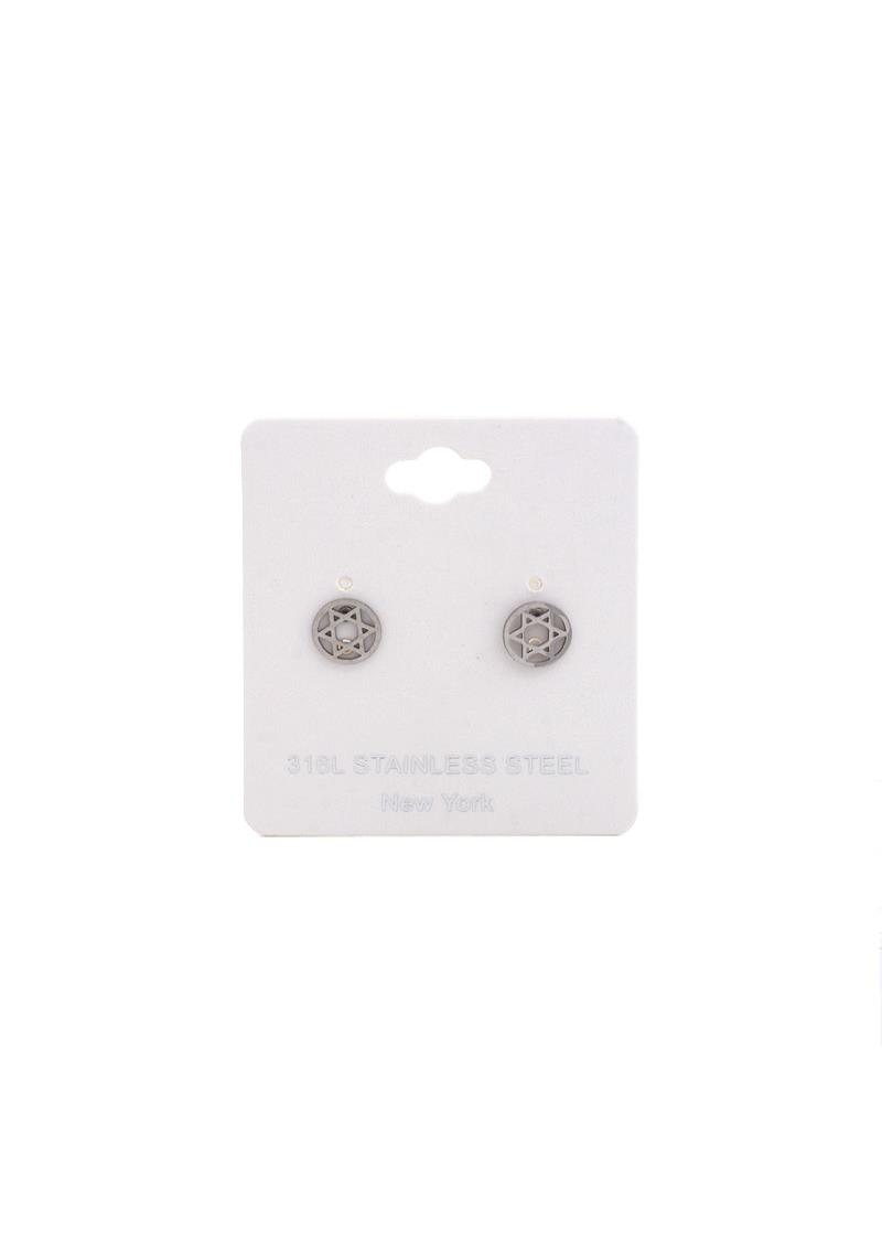 ROUND STAR METAL EARRING